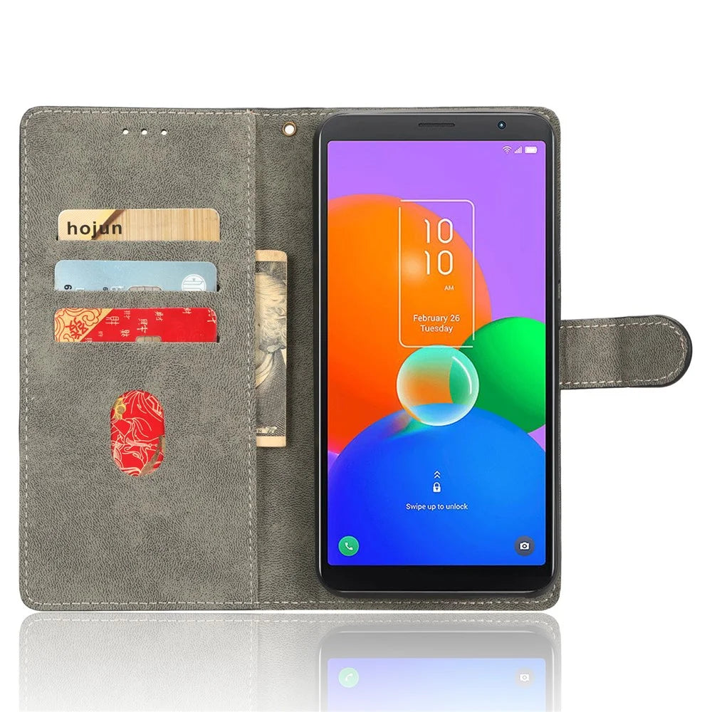 For TCL 403 Wallet Phone Flip Cover Leather Phone Case Phone Stand Shell with RFID Blocking Function - Purple - 2