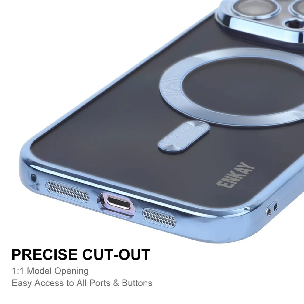 ENKAY HAT PRINCE For iPhone 14 Pro Magnetic Phone Case Lens Protection Electroplating TPU Cover Compatible with MagSafe - Purple - 5