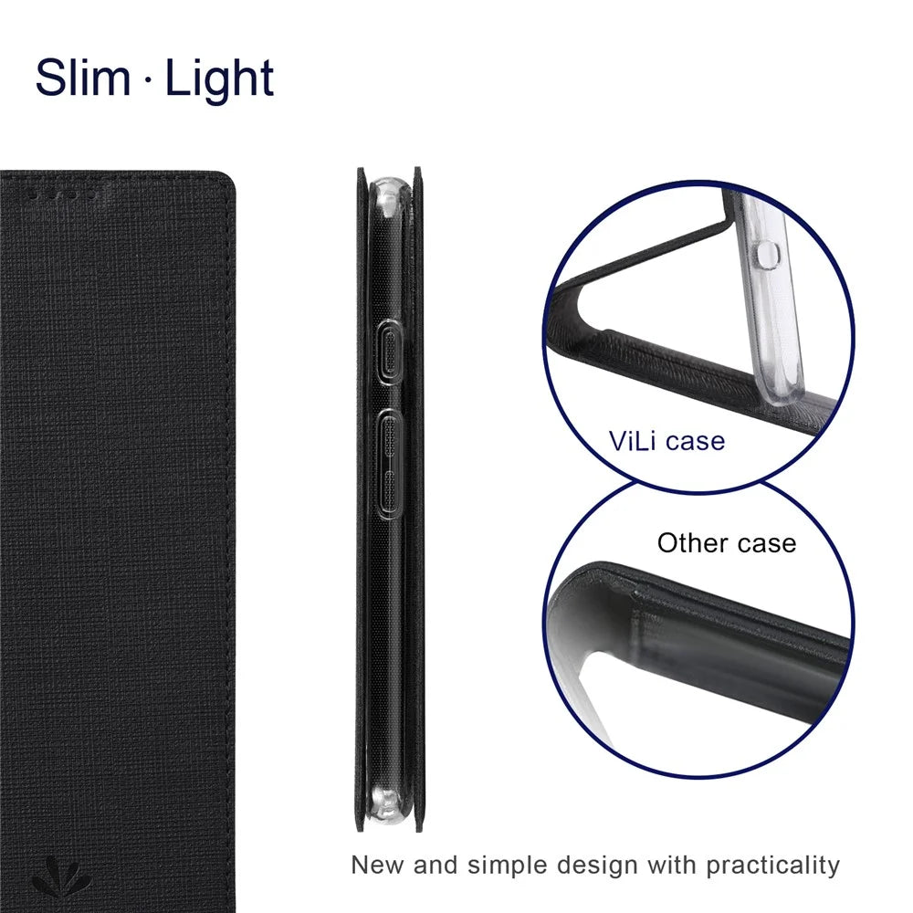 VILI DMX Series for Google Pixel 7a Card Slots Phone Case Mobile Phone PU Leather Stand Cover - Black - 5