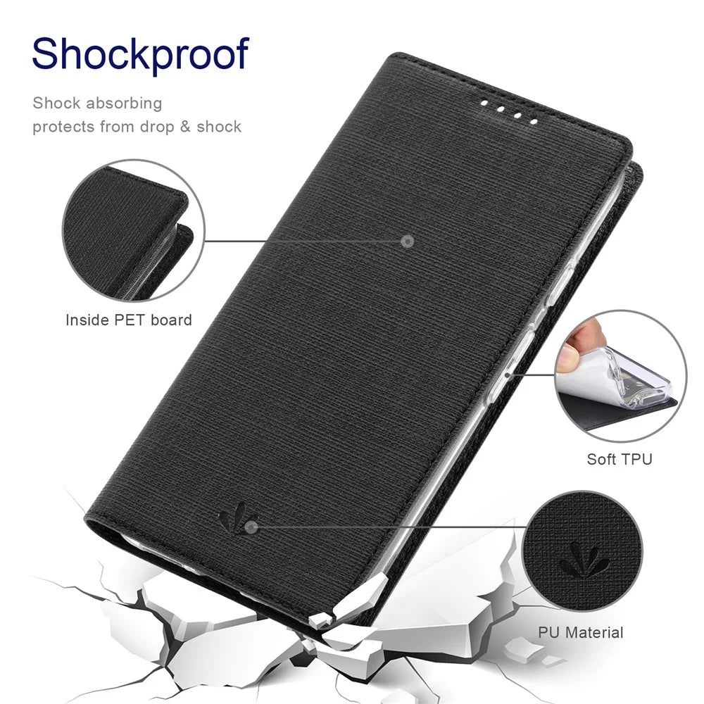 VILI DMX Series for Google Pixel 7a Card Slots Phone Case Mobile Phone PU Leather Stand Cover - Black - 6
