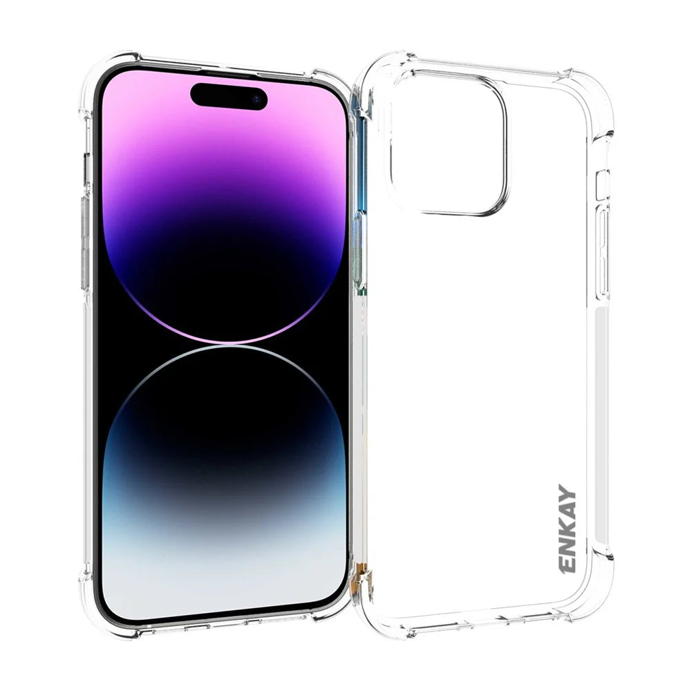 ENKAY HAT PRINCE For iPhone 14 Pro Max TPU Phone Case Anti-drop Clear Cover with High Aluminium-silicon Glass Screen Film - 2