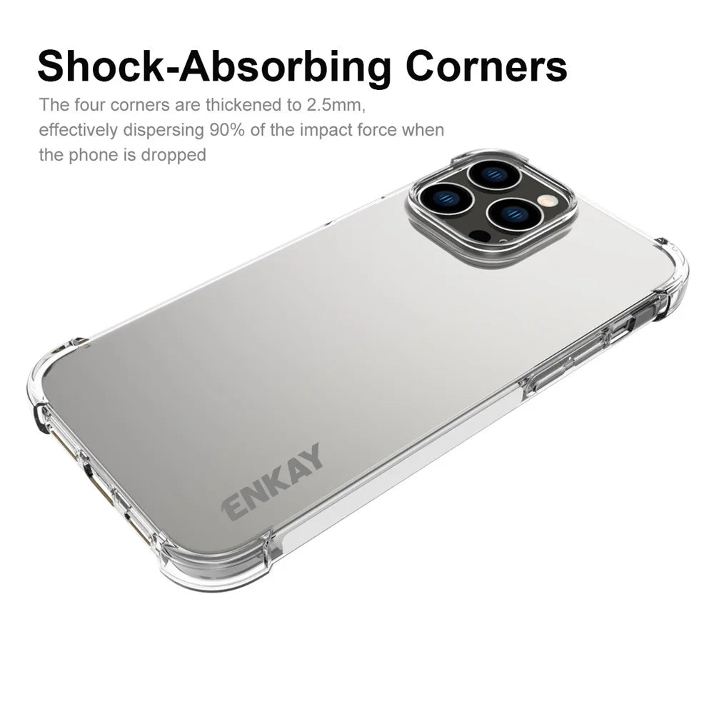 ENKAY HAT PRINCE For iPhone 14 Pro Max TPU Phone Case Anti-drop Clear Cover with High Aluminium-silicon Glass Screen Film - 3