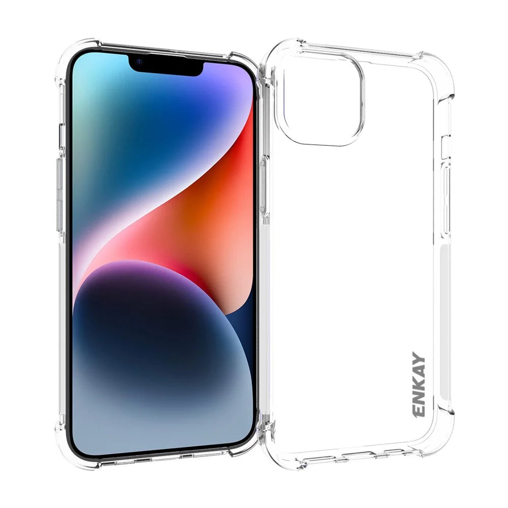 ENKAY HAT PRINCE Anti-drop Phone Case for iPhone 14 TPU Clear Cover with High Aluminium-silicon Glass Screen Film - 2