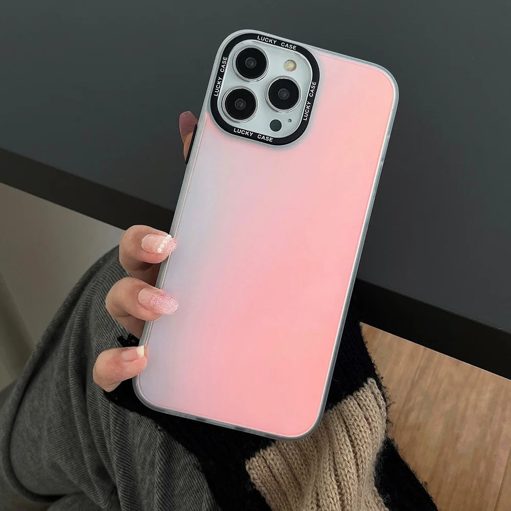 For iPhone 14 Pro Max Laser Discoloration Design Mobile Phone Case Hard PC Flexible TPU Phone Cover Shell - 1