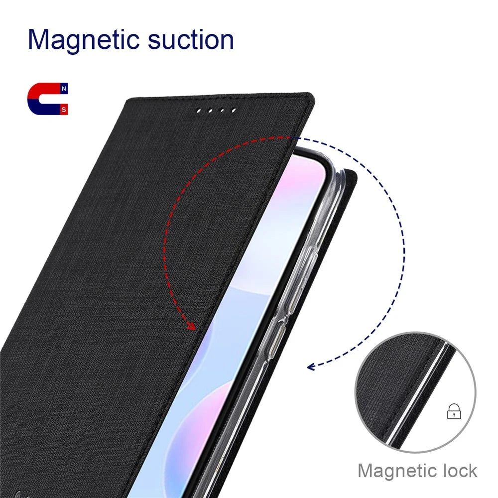VILI DMX Series PU Leather Flip Cover for Sharp Aquos R8 Pro Protective Phone Case Card Slots Stand Phone Cover - Black - 4