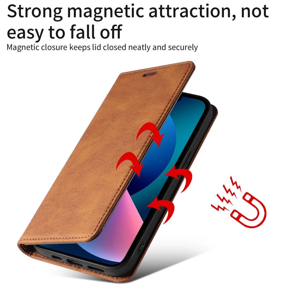For iPhone 15 Pro Wristband Design PU Leather Phone Case Stand Wallet Cover - Brown - 4
