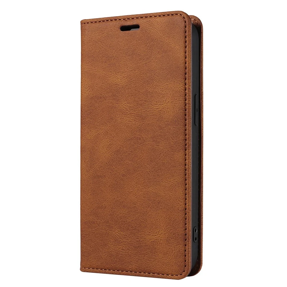For iPhone 15 Pro Wristband Design PU Leather Phone Case Stand Wallet Cover - Brown - 7