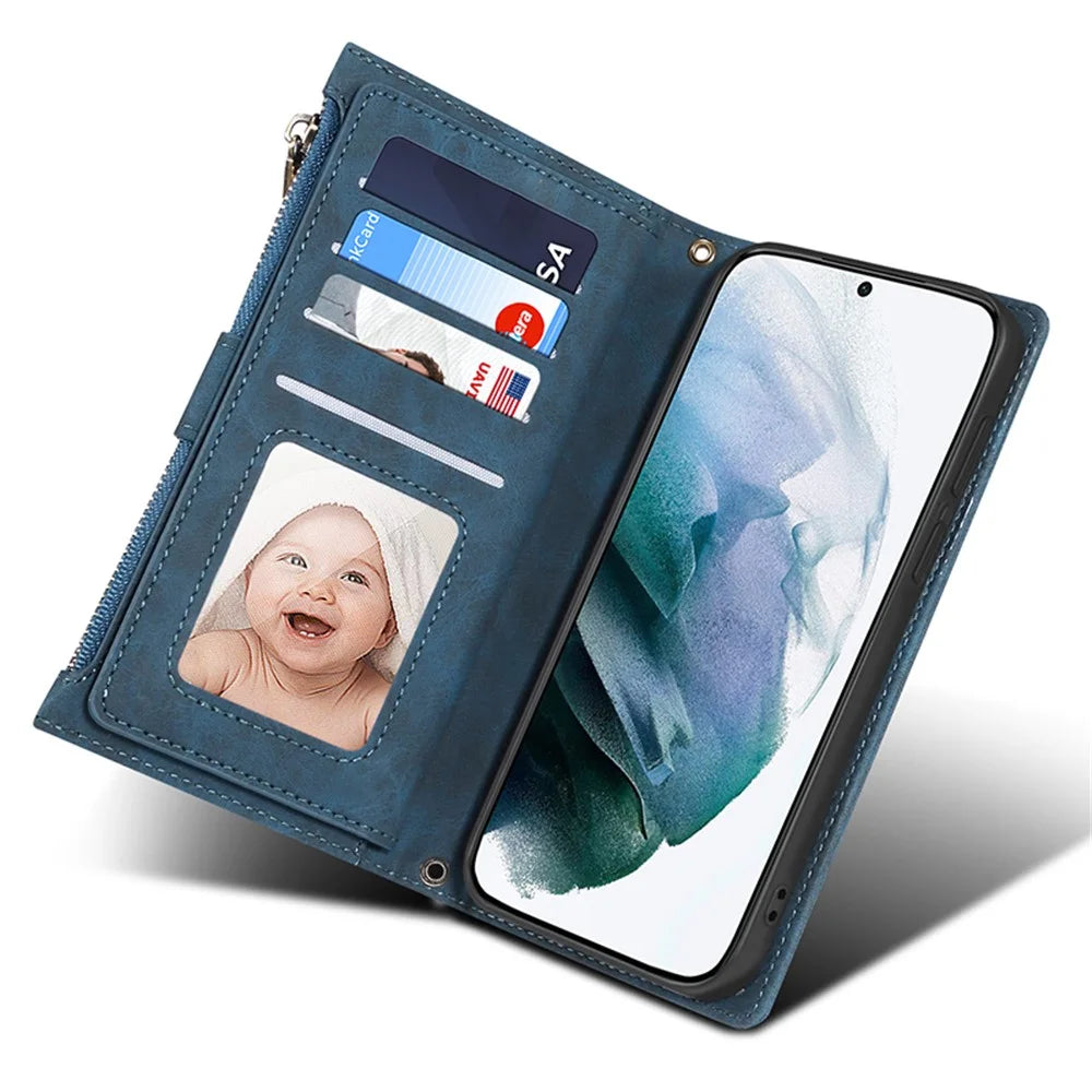 ESEBLE Star Series For Samsung Galaxy S24 Ultra Case Anti-drop Wallet Leather Phone Cover - Blue - 7
