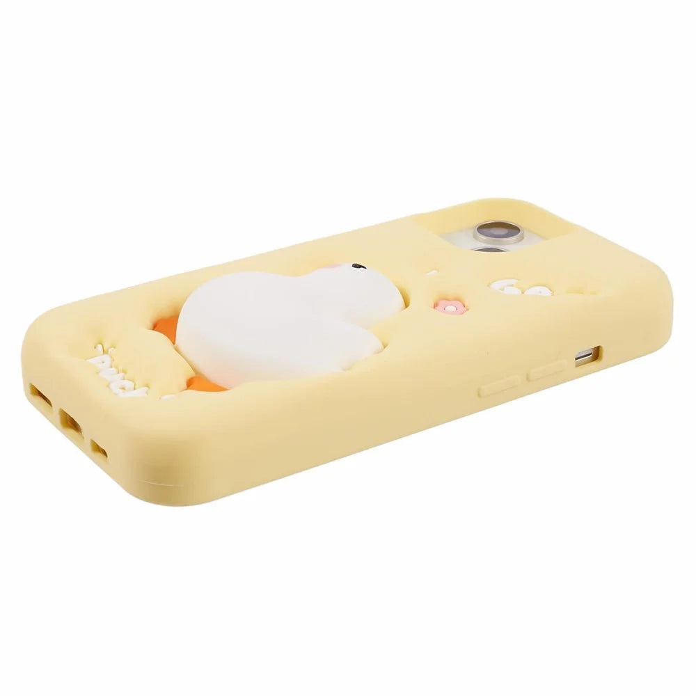 For iPhone 15 Silicone Case Phone Back Cover with 3D Cartoon Duck Design - 4