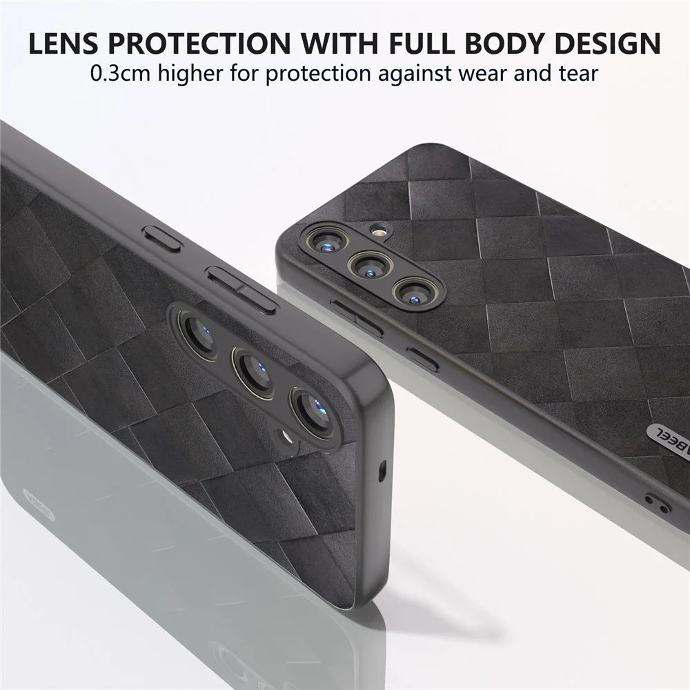 ABEEL For Samsung Galaxy S24+ Grid Texture Case PU Leather+TPU+PC Phone Cover - Black - 4