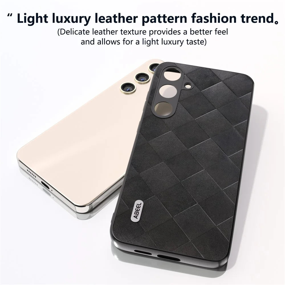 ABEEL For Samsung Galaxy S24+ Grid Texture Case PU Leather+TPU+PC Phone Cover - Black - 5