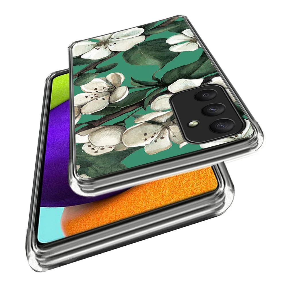 For Samsung Galaxy A55 5G Pattern Print TPU Case Mobile Phone Cover - White Flowers - 2