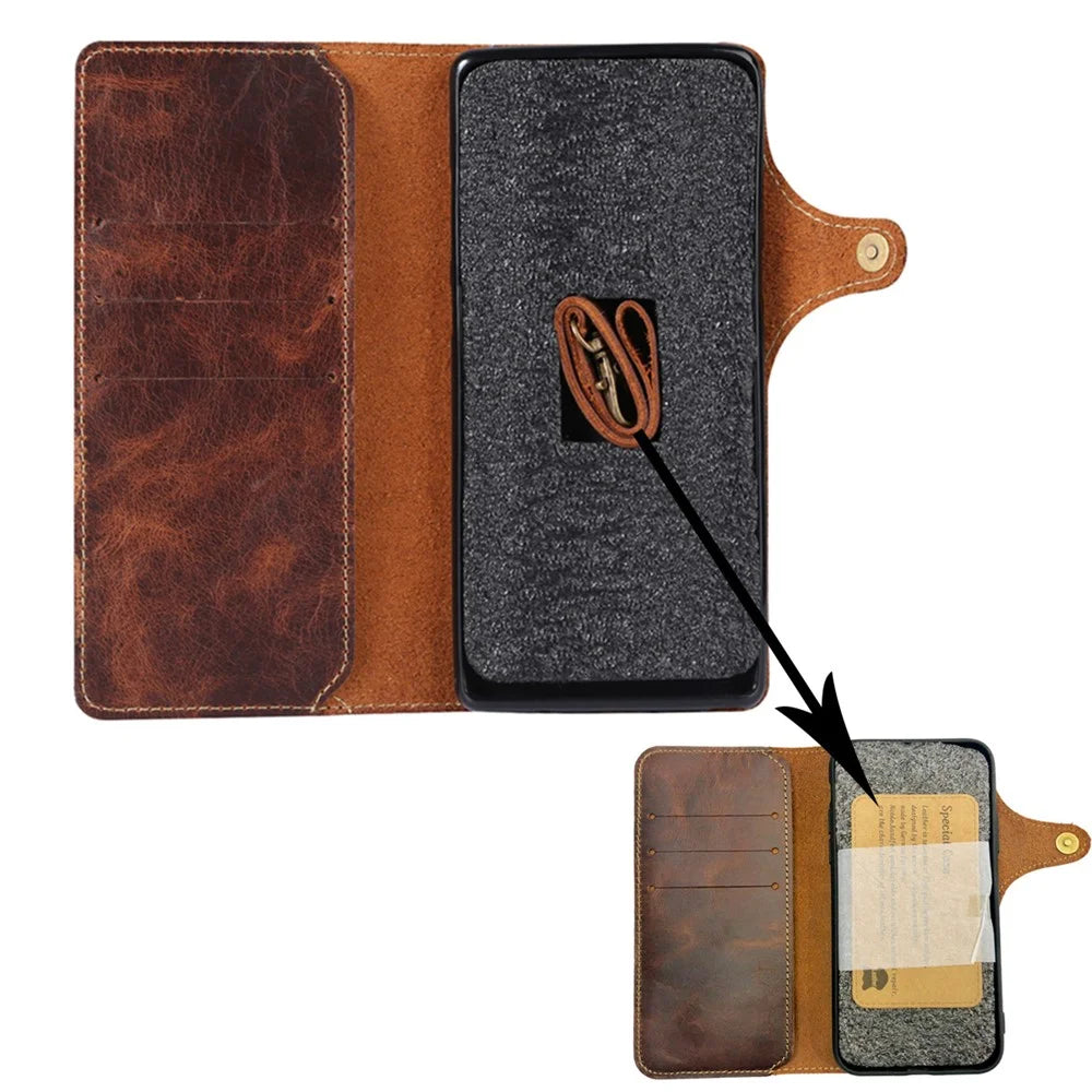 For Samsung Galaxy S24 Case Buckled Genuine Cow Leather+TPU Phone Wallet Cover - Brown - 6