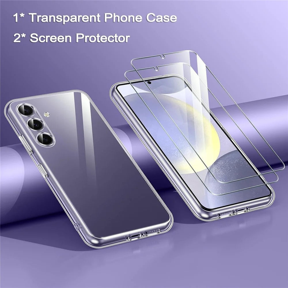 For Samsung Galaxy S24 TPU Case Transparent Phone Cover with 0.1mm Tempered Glass Film (Fingerprint Unlocking) - 7