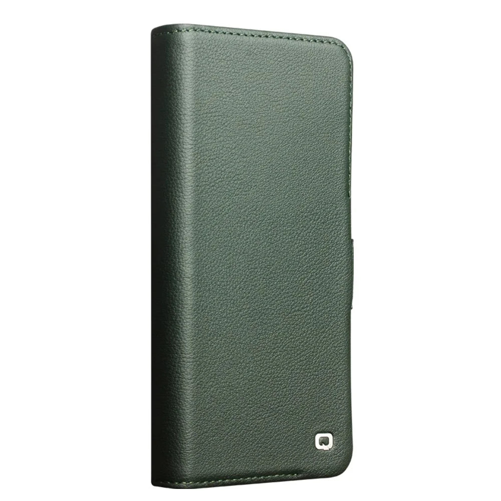 QIALINO For Samsung Galaxy S24 Magnetic Case Genuine Cow Leather Drop-proof Cover - Green - 5