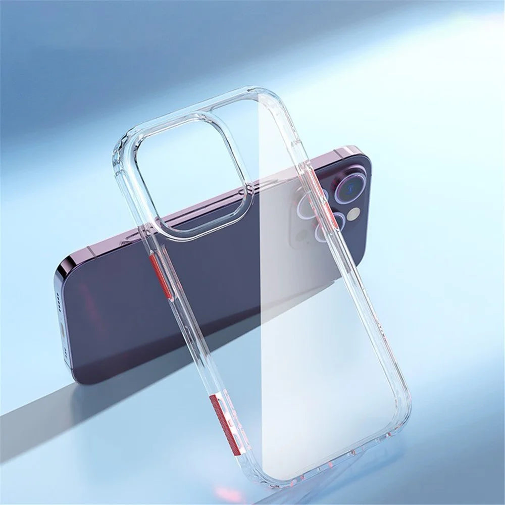 Q.COO Crystal Series for iPhone 13 Pro Max Case Anti-Scratch Hard PC + Soft TPU Phone Cover - Transparent Black - 3