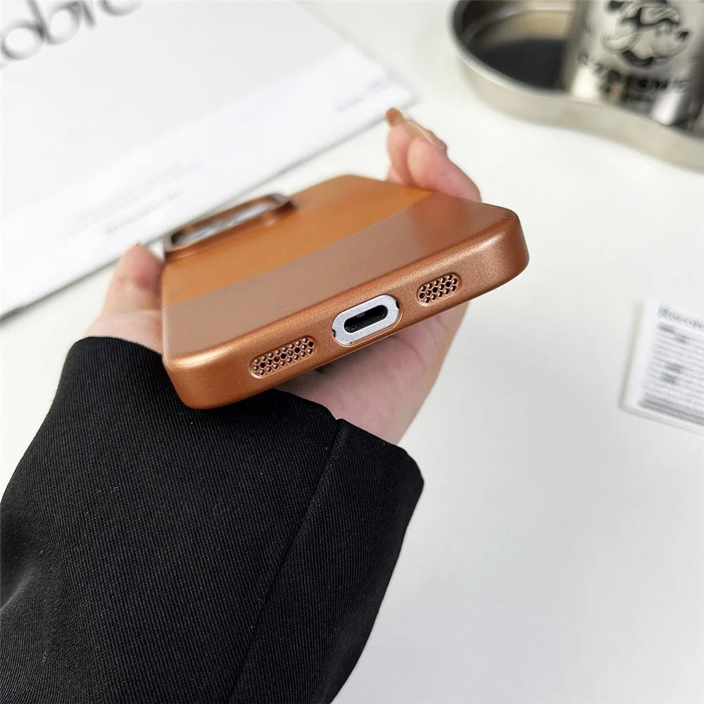 For iPhone 15 Pro Max Phone Case Nappa Texture Leather+PC Back Cover - Green - 4