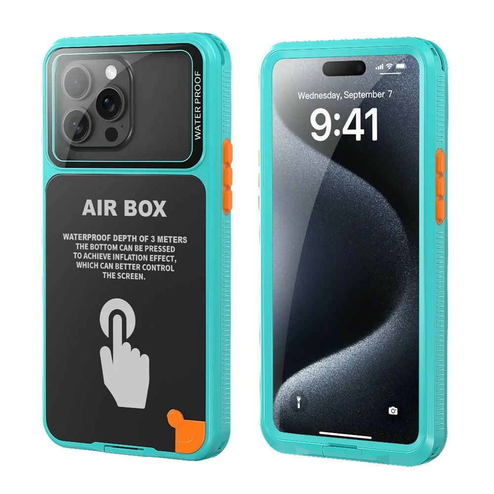 SHELLBOX Air Box Series For iPhone 15 Pro Max Waterproof Cover PC+TPU+PET Protective Phone Case - Blue - 1