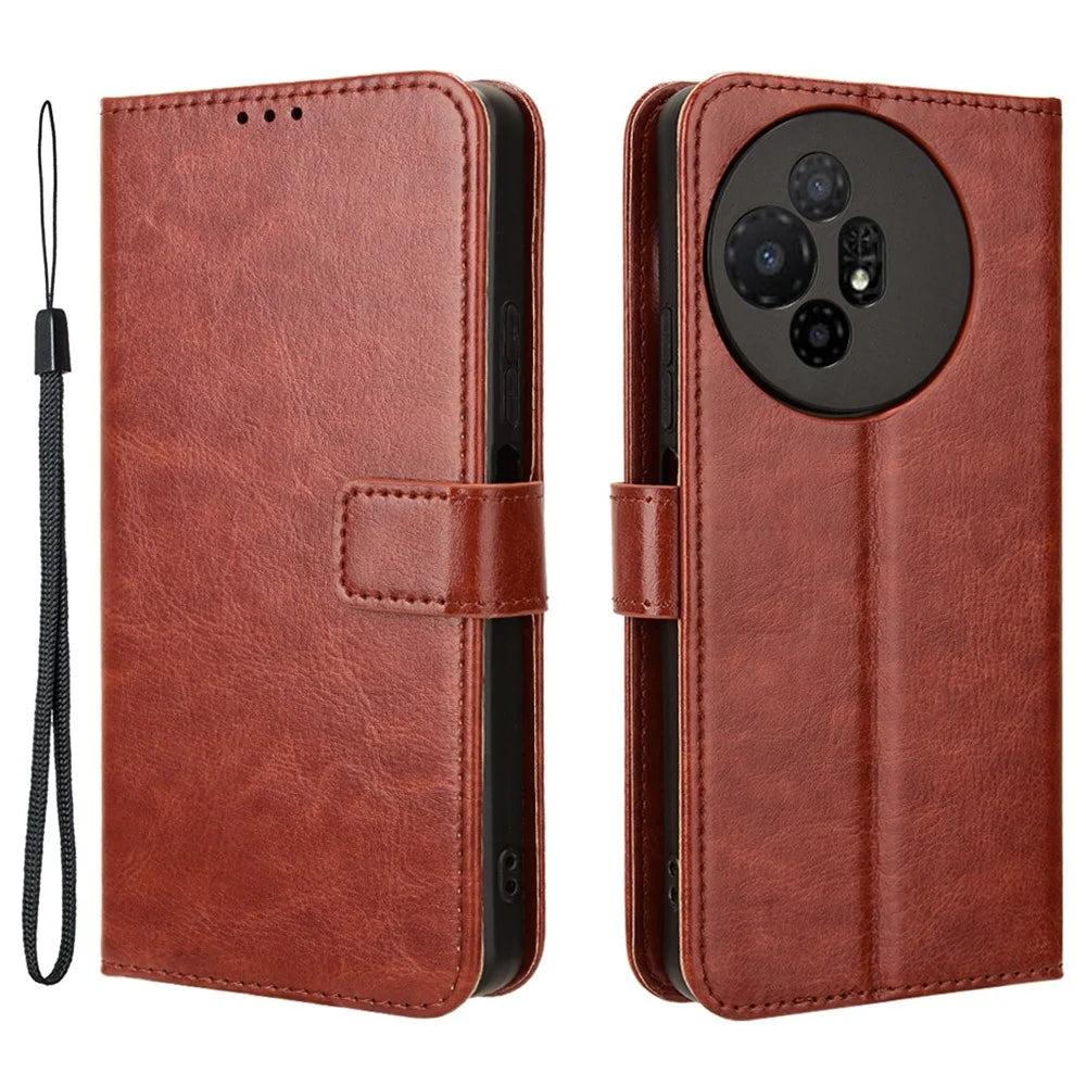 For TCL 50 XL 5G Case Crazy Horse Texture Leather Phone Cover Mobile Accessories - Brown - 1