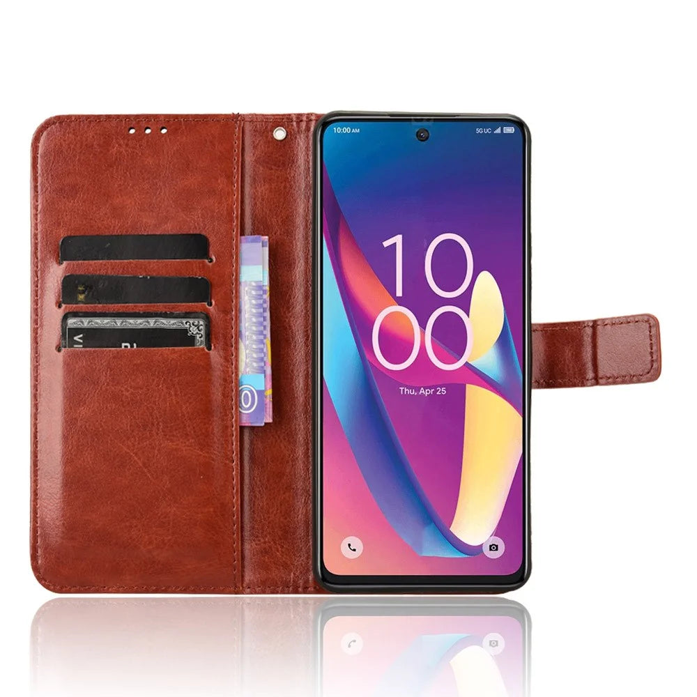 For TCL 50 XL 5G Case Crazy Horse Texture Leather Phone Cover Mobile Accessories - Brown - 2