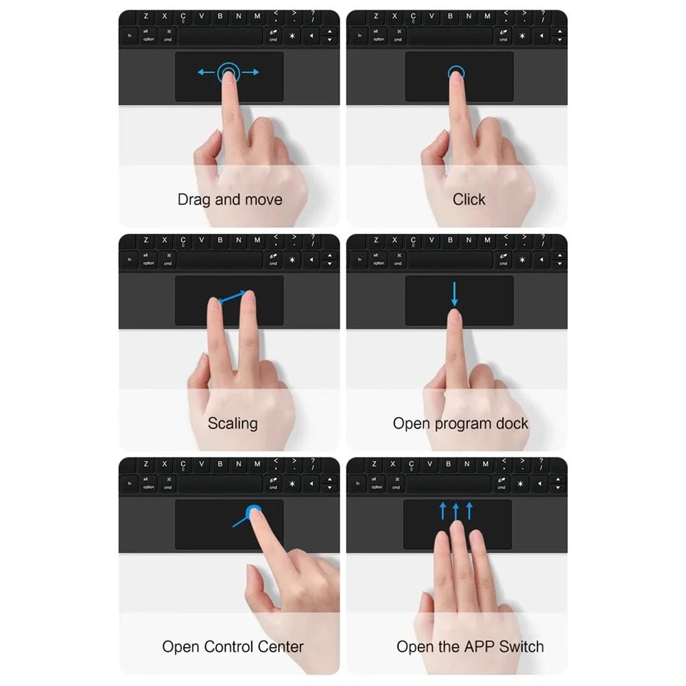 For iPad Air 11 (2026) / (2025) / (2024) / Air (2022) / (2020) / Pro 11 (2022) / (2021) / (2020) / (2018) Magnetic Floating Bluetooth-compatible Keyboard Leather Case - Black - 4