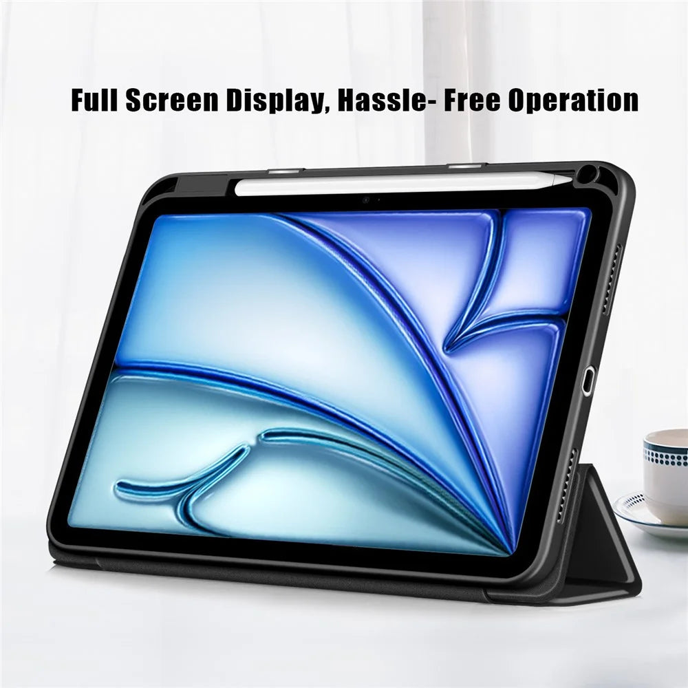 Leather Case Tri-Fold Stand For iPad Air 11 (2026) / (2025) / (2024) / Air (2022) / (2020) / Pro 11 (2022) / (2021) / (2020) / (2018) - Black - 4