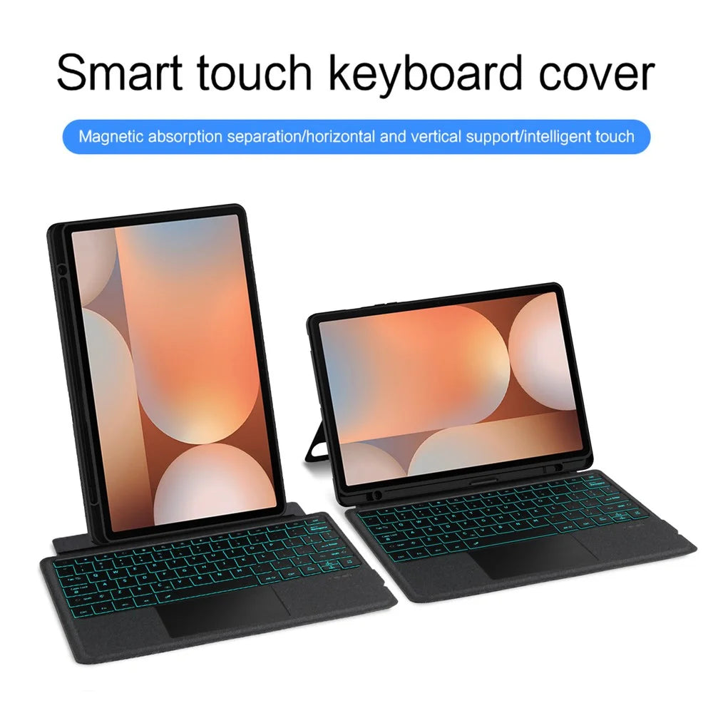 For Samsung Galaxy Tab S10+ / S9+ Leather Case + Bluetooth-Compatible Keyboard with Backlight Trackpad - 5