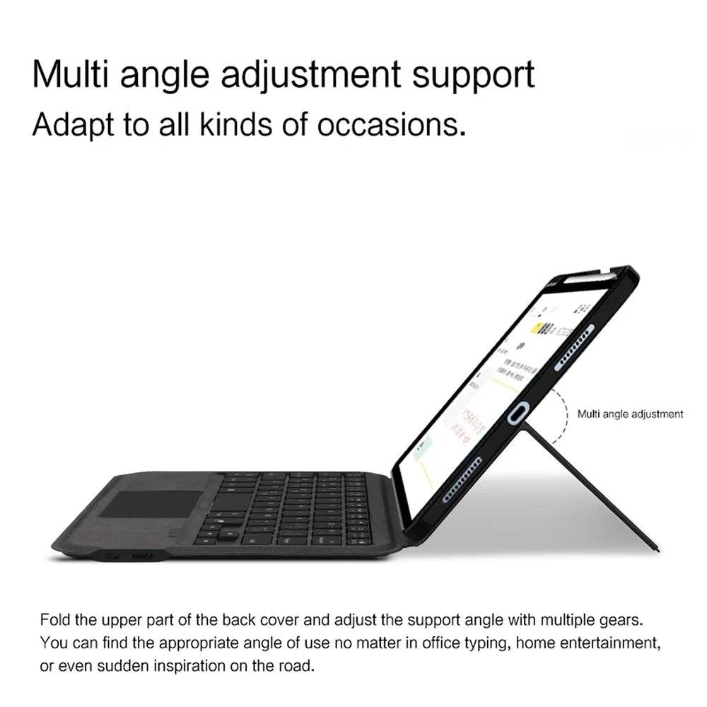 For iPad mini (2024) Leather Case + Touchpad Bluetooth-compatible Keyboard with Backlit - 6