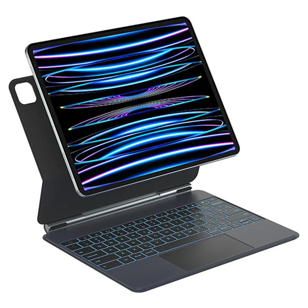 SP02 Bluetooth-Compatible Keyboard for iPad Air 13 (2026) / (2025) / (2024) / Pro 12.9 (2022) / (2021) / (2020) / (2018) Magnetic Keyboard Case - Black Grey - 1