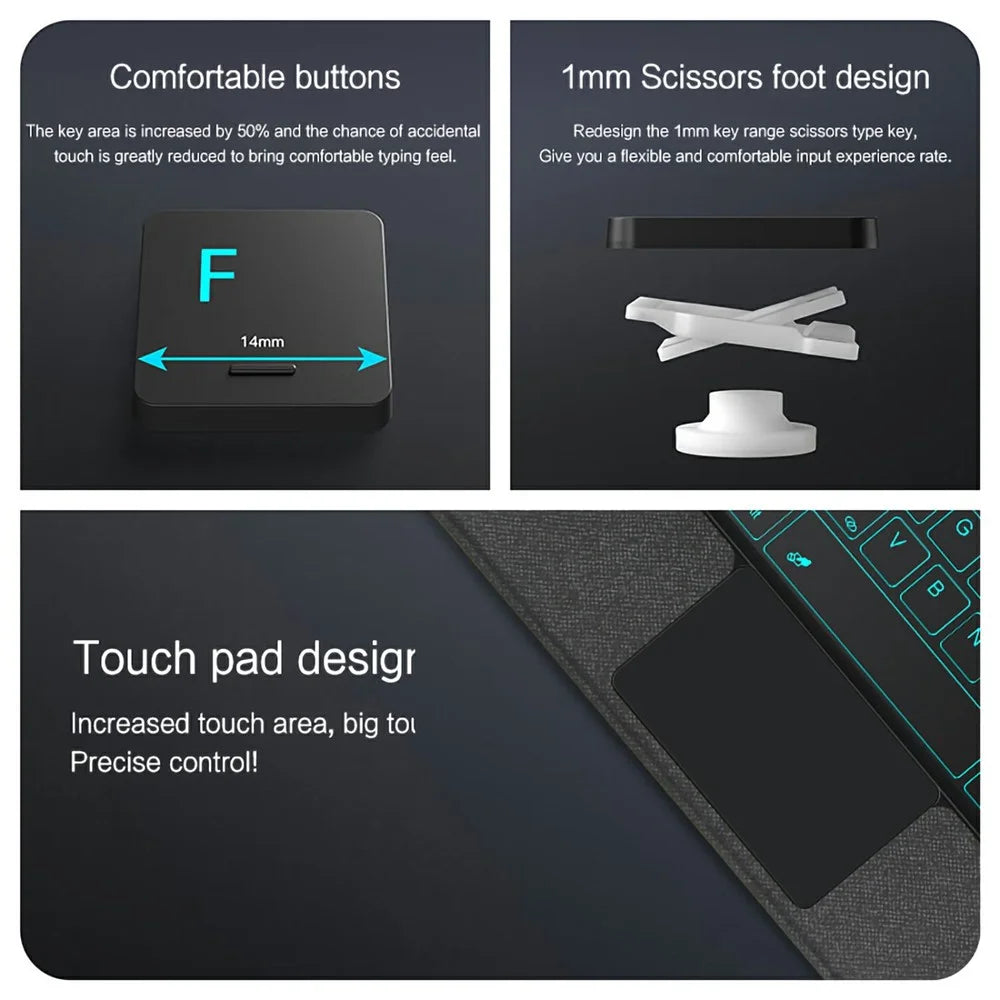 For Huawei MatePad Pro 13.2 (2025) Leather Case + Bluetooth-compatible Keyboard with Backlight Trackpad - 3