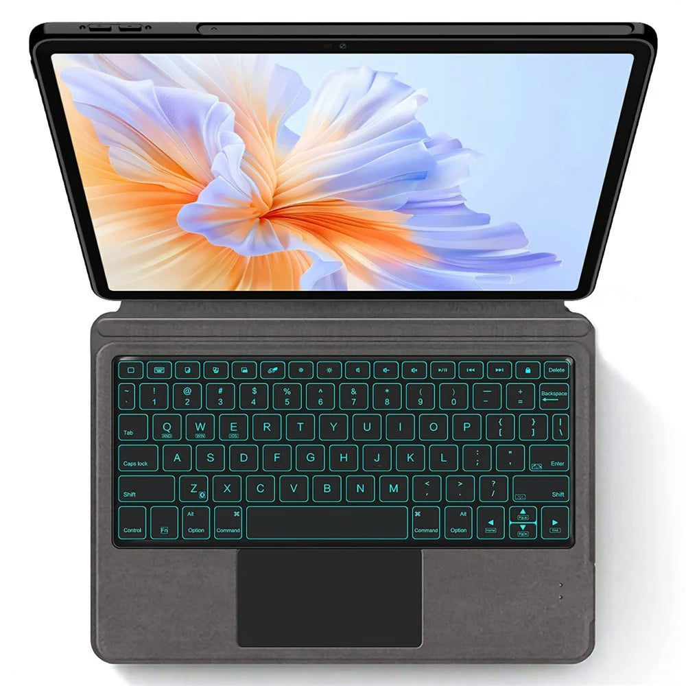 For Honor Pad V9 Leather Case + Touchpad Bluetooth-compatible Keyboard with Backlit - 2