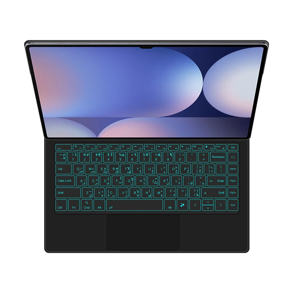 Floating Magnetic Keyboard (Portuguese) For Samsung Galaxy Tab S10 Ultra / S9 Ultra / S8 Ultra Bluetooth-Compatible Keyboard + Leather Tablet Case - 3