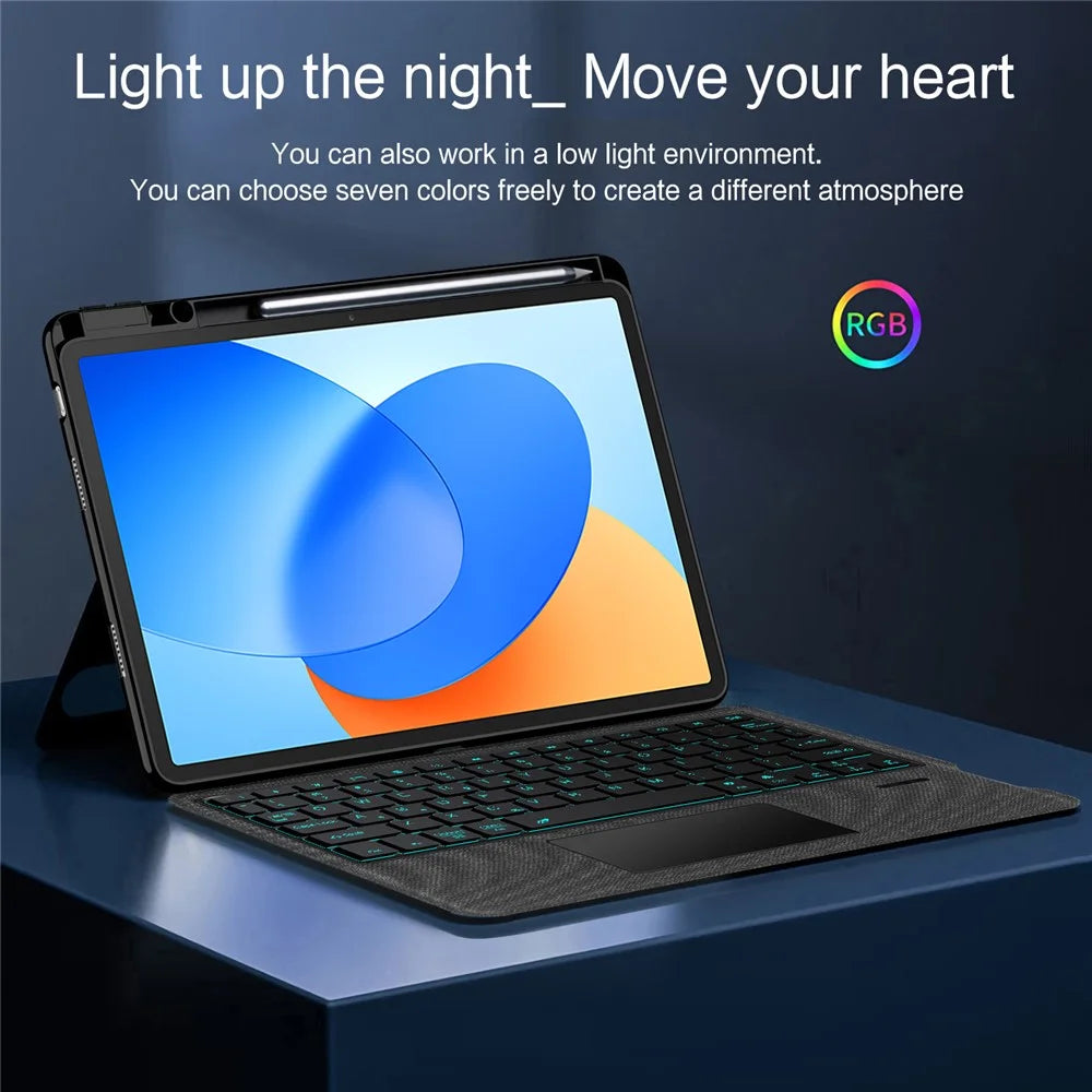 For Huawei Hi MatePad 11.5 2024 Leather Case + Bluetooth-Compatible Keyboard with Backlight Trackpad - 7