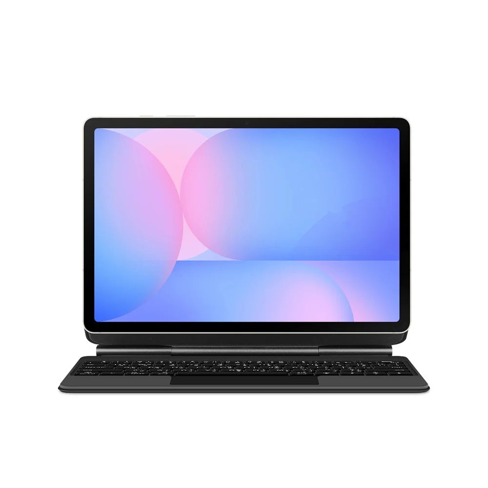 For Samsung Galaxy Tab S10 FE Floating Magnetic Bluetooth-Compatible Keyboard (Arabic) + Leather Tablet Case - Black - 3