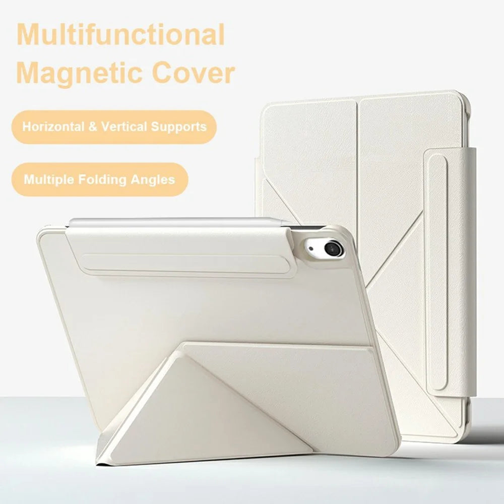 For iPad mini (2024) / (2021) Case Double-Sided Magnetic Closure Leather Smart Tablet Cover - Beige - 2