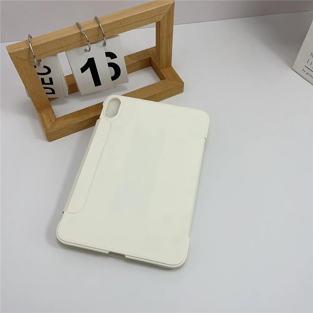 For iPad mini (2024) / (2021) Case Double-Sided Magnetic Closure Leather Smart Tablet Cover - Beige - 6