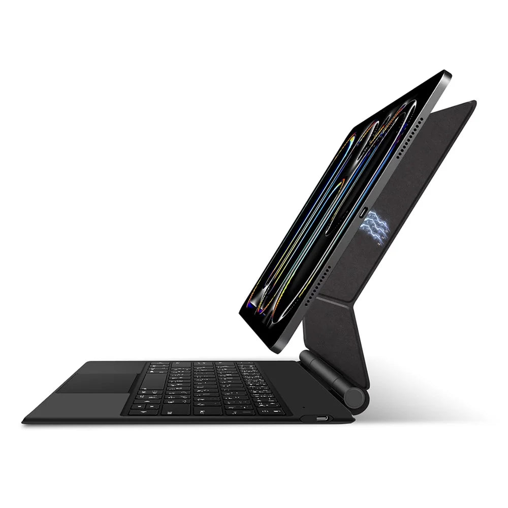 For iPad Pro 11 (2025) / 11 (2024) Smart Pogo Pin Direct Connection Keyboard (Japanese Layout) + Leather Tablet Case - Black - 4