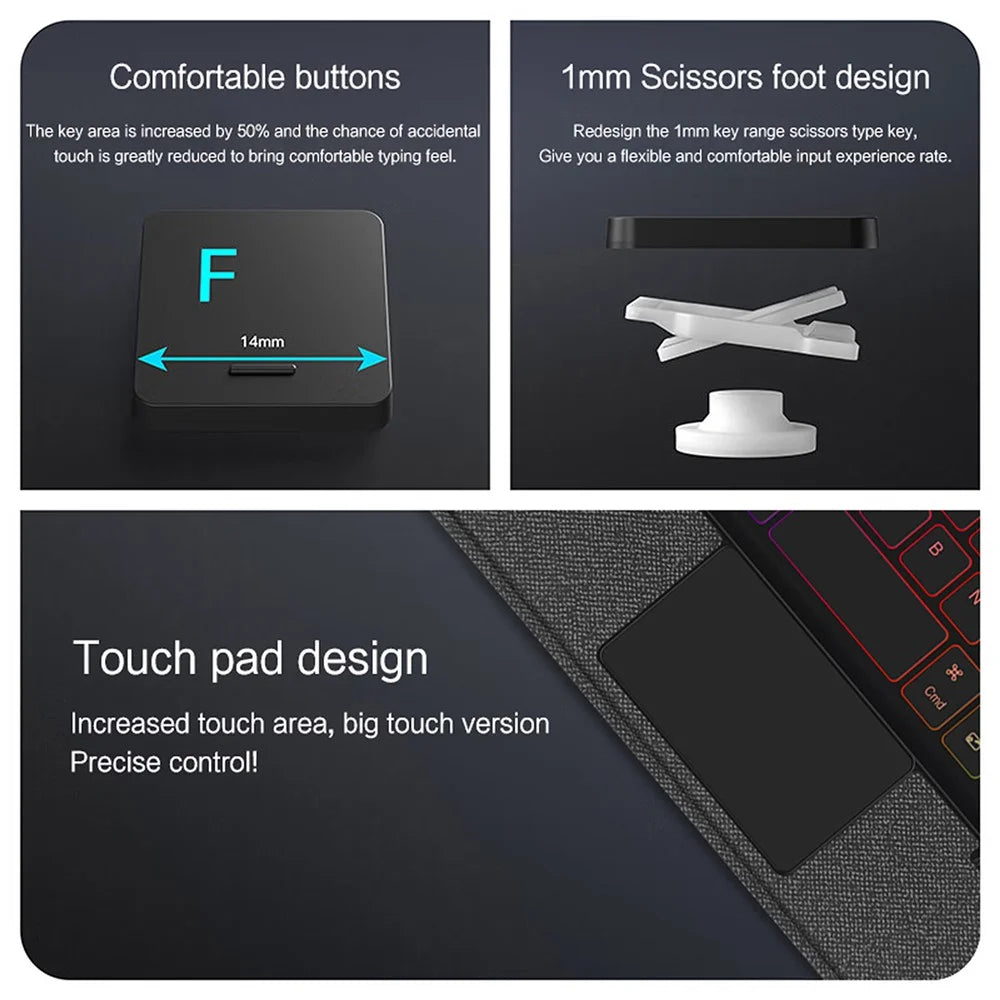 For Huawei MatePad Mini Leather Case + Bluetooth-Compatible Keyboard with Backlight Trackpad - 4
