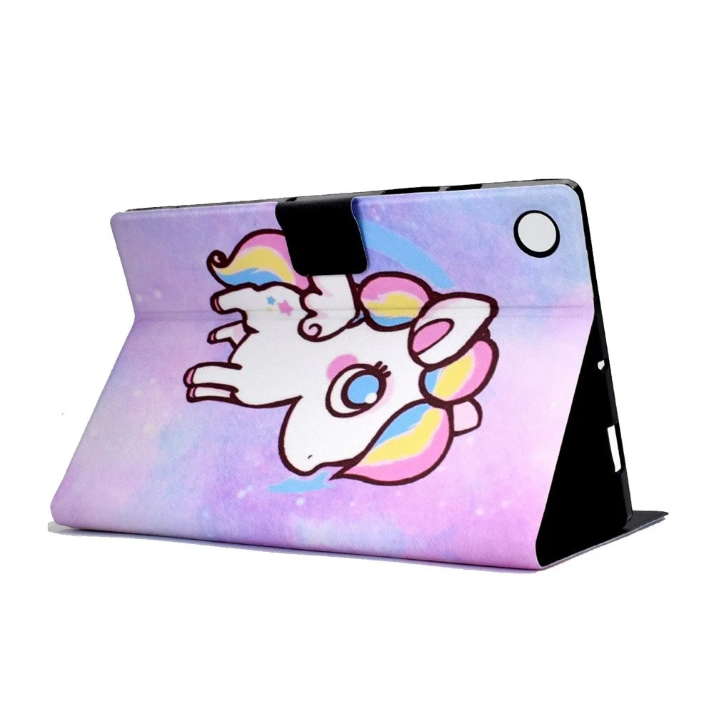 For Samsung Galaxy Tab A8 10.5 (2021) SM-X200 / X205 / Tab A8 10.5 (2022) Dual-sided Magnetic Pattern Printing Cover Anti-drop PU Leather Stand Stitching Case with Card Slots - Colorful Horse - 6