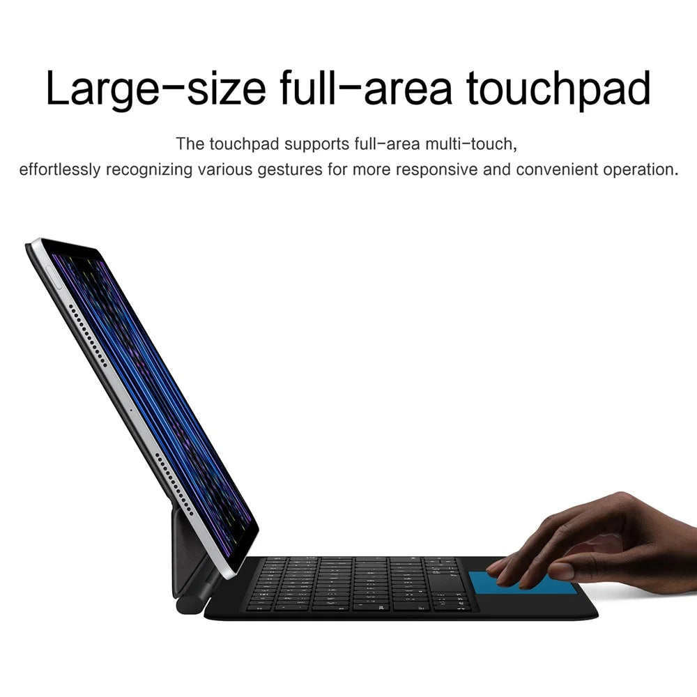 For iPad Pro 11 (2025) / (2024) Leather Case Magnetic Floating Bluetooth-compatible Keyboard with Touchpad - Black - 6