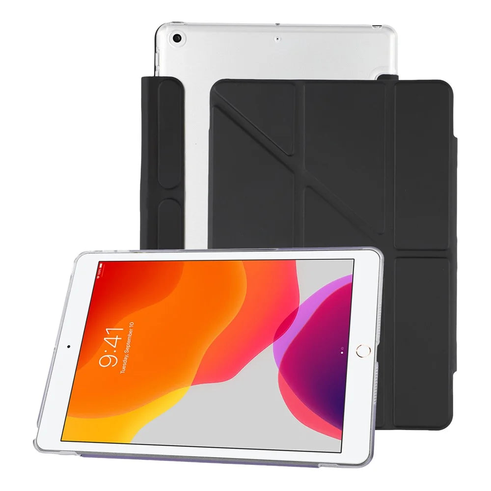 Case for iPad 10.2 (2021) / (2020) / (2019) Clear Hard Shell with Pencil Holder Smart Sleep Wake Stand Protective Cover - Black - 1