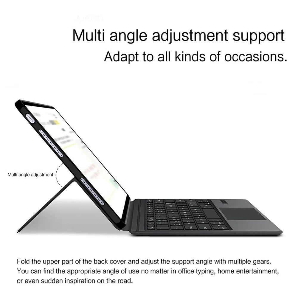 For vivo Pad6 Pro Leather Case + Touchpad Bluetooth-Compatible Keyboard (without Backlit) - Black - 6