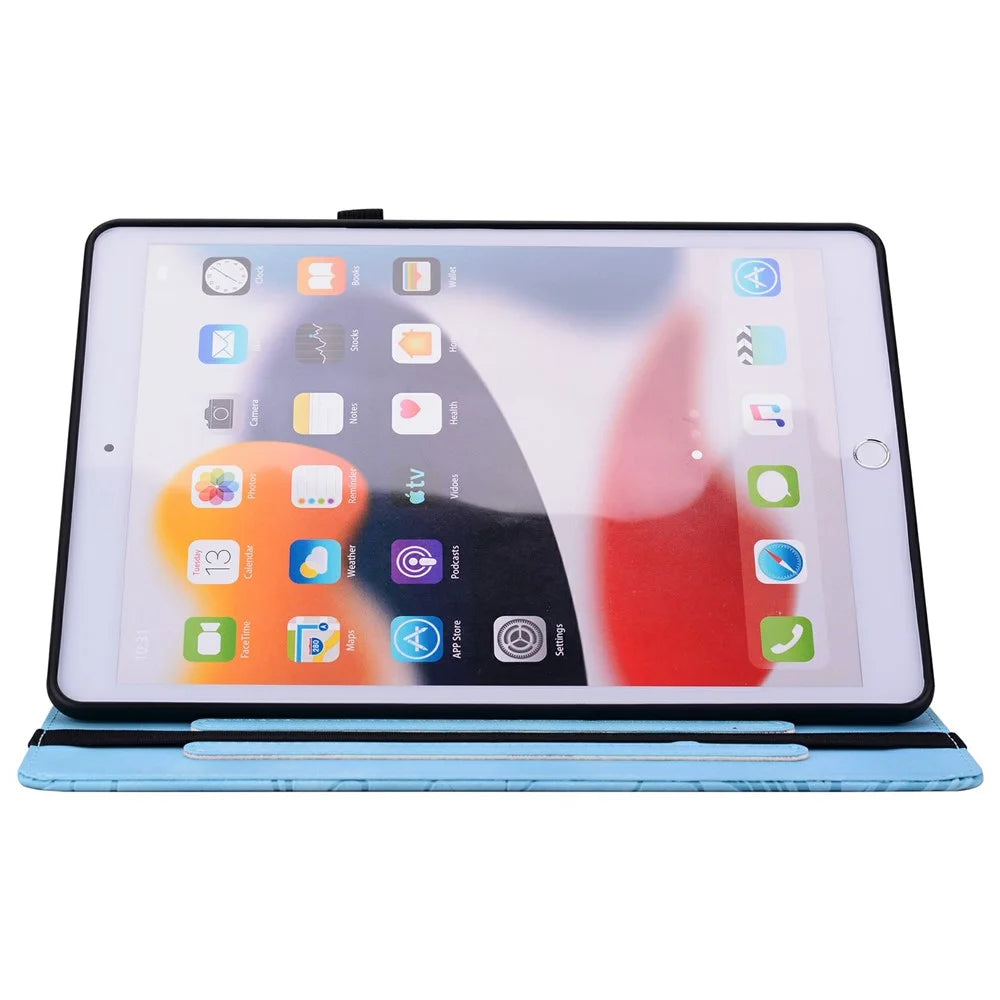 For iPad Pro 11 (2025) / (2024) Case Floral Pattern Folio PU Leather Tablet Cover with Card Slots - Baby Blue - 4