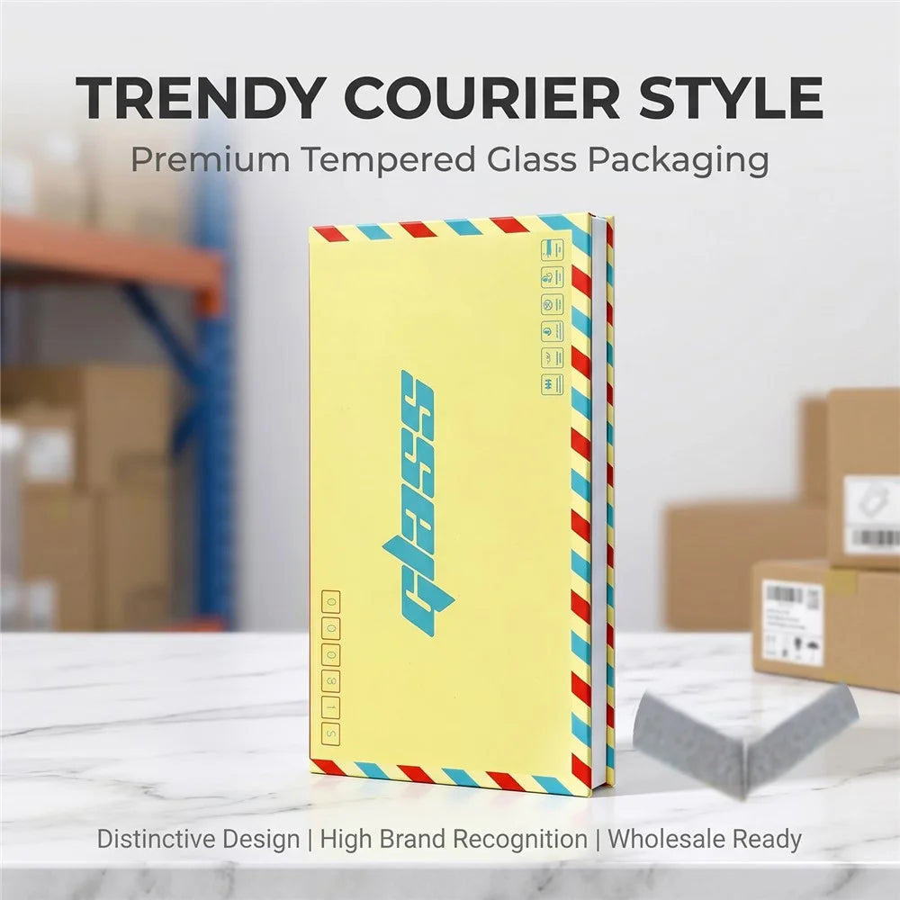 50Pcs 7.5 inch Tempered Glass Screen Protector Packaging Box Envelope Style Cardboard Folding Hard Box - Yellow - 3