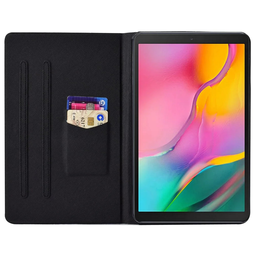 For Samsung Galaxy Tab A 10.1 (2019) T510 / T515 Adjustable Stand PU Leather Tablet Case Pattern Printing Card Holder Drop-proof Cover - Skull - 2