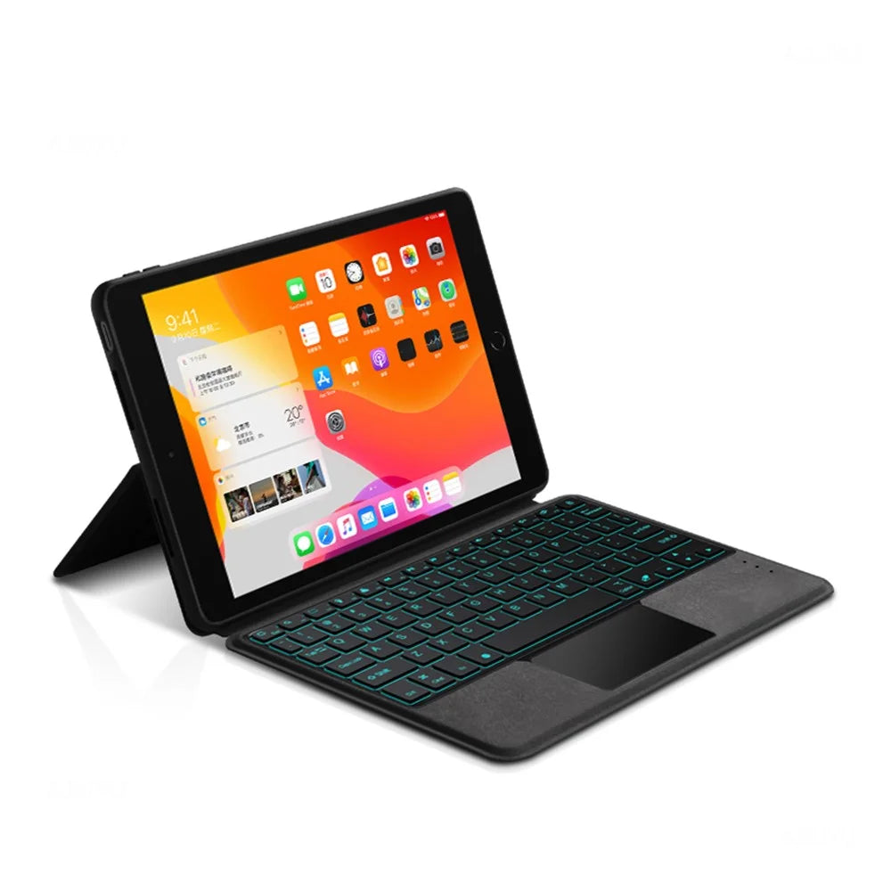 For iPad Air (2013) / Air 2 / iPad 9.7-inch (2017) / (2018) Leather Case + Touchpad Bluetooth-compatible Keyboard with Backlit - 3