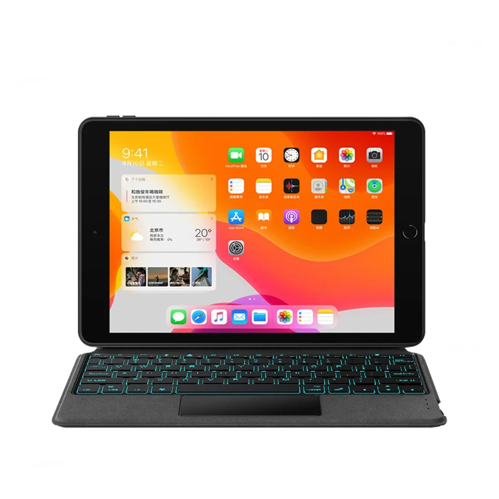 For iPad Air (2013) / Air 2 / iPad 9.7-inch (2017) / (2018) Leather Case + Touchpad Bluetooth-compatible Keyboard with Backlit - 5