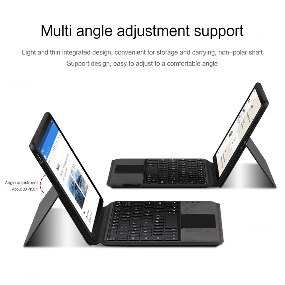 For iPad Air (2013) / Air 2 / iPad 9.7-inch (2017) / (2018) Leather Case + Touchpad Bluetooth-compatible Keyboard with Backlit - 7