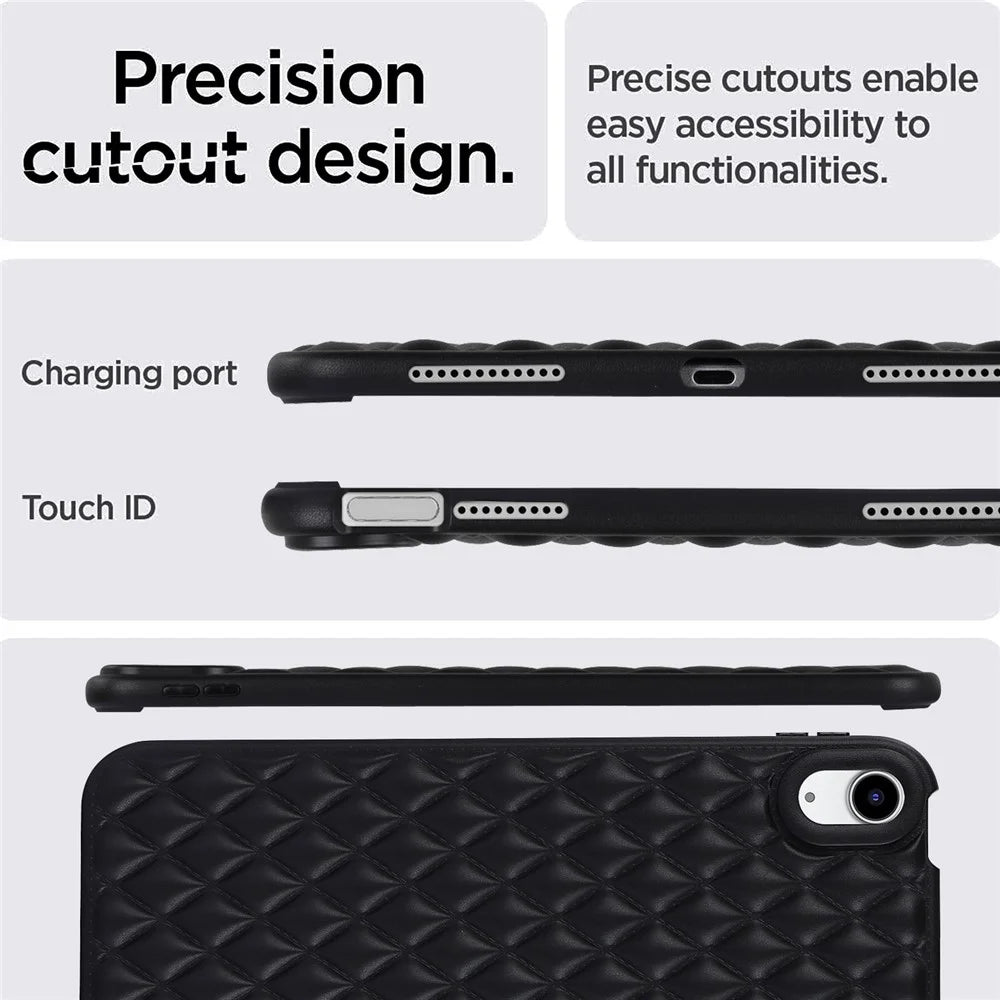 Anti-Drop Protective Back Cover for iPad (2025) / 10.9 (2022) Rhombus Pattern Soft TPU Tablet Case - Black - 6