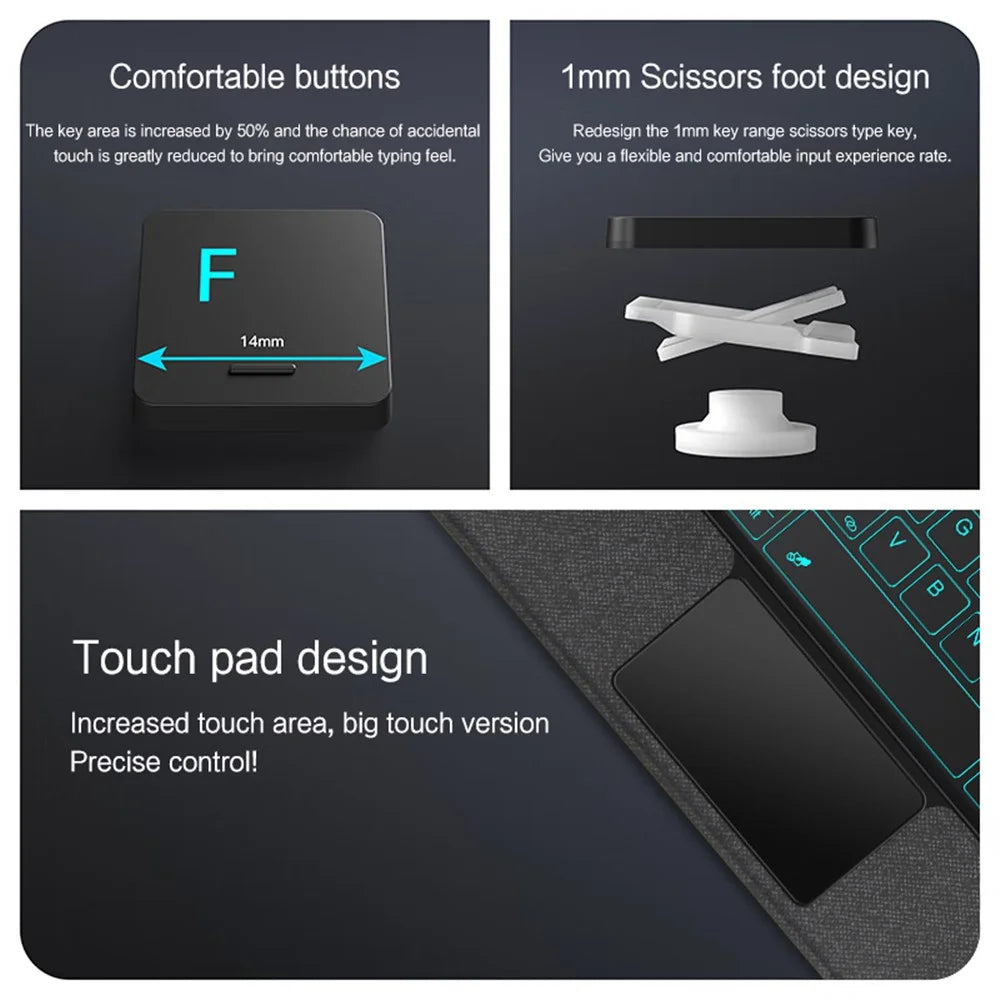 For Huawei MatePad Pro 10.8 (2021) Leather Case + Bluetooth-compatible Keyboard with Backlight Trackpad - 5